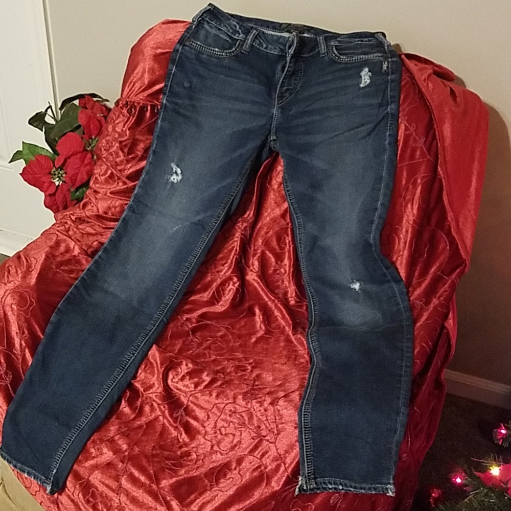Silver mid rise super skinny jeggings